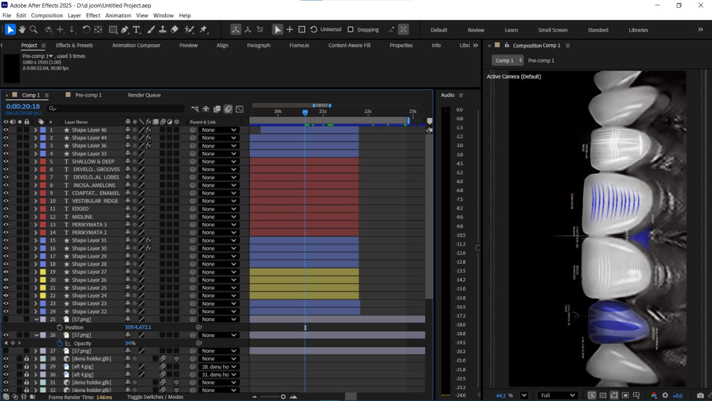 Workflow المشروع داخل After Effects